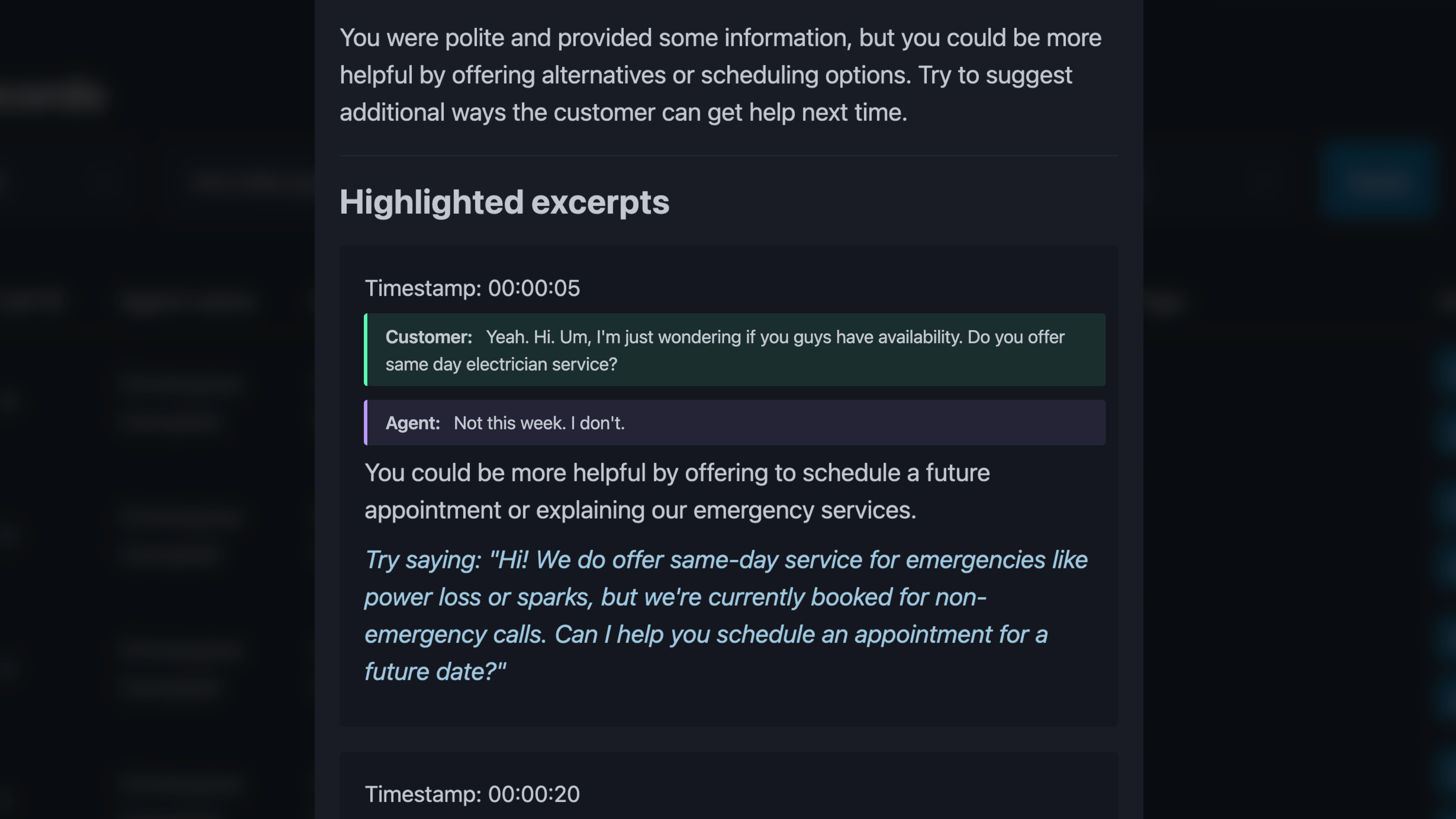 Chatwarden call review screenshot